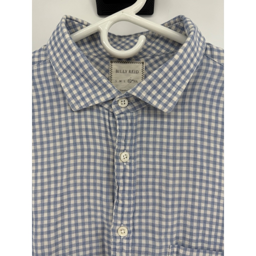 Billy Reid Mens Standard Cut Gingham Check Long Sleeve Button Down Shirt Italy